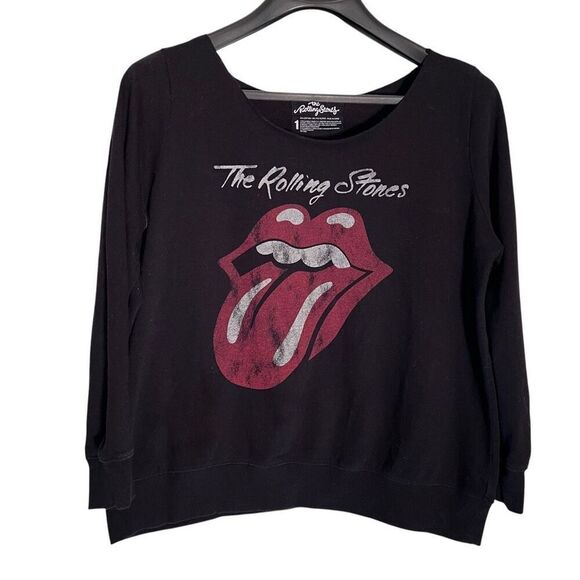 Torrid Rolling Stones Band Logo Crew Neck Long Sleeve Sweatshirt Black Size 1 - Picture 1 of 5